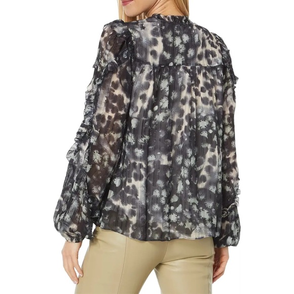 Marie Oliver Silk Haley Blouse in Jade Speckle - Size Medium - Picture 2 of 13